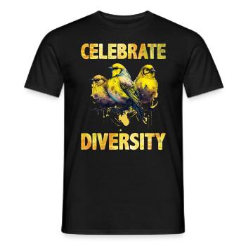 Singvögel Celebrate Diversity Kanarienvögel - Männer T-Shirt - Schwarz - Vorne - AI Model Male 178 light (178cm)