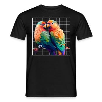 Inséparables Perroquets Amis Oiseaux Amis Oiseaux - T-shirt homme - noir - Devant - AI Model Male 178 light (178cm)