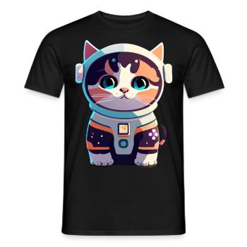 Chatstronaute mignon #5 - T-shirt homme - noir - Devant - AI Model Male 178 light (178cm)
