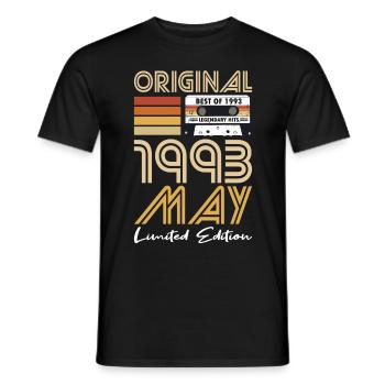 30th Birthday Year May 1993 Original 1993 - Men's T-Shirt - black - Front - AI Model Male 178 light (178cm)