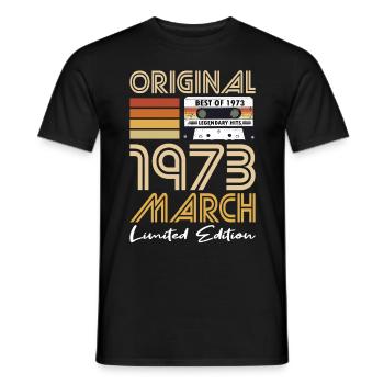 50th Birthday Year March 1973 Original 1973 - Men's T-Shirt - black - Front - AI Model Male 178 light (178cm)