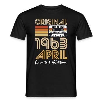 60th Birthday Year April 1963 Original 1963 - Men's T-Shirt - black - Front - AI Model Male 178 light (178cm)