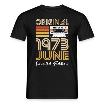 50th Birthday Year June 1973 Original 1973 - Men's T-Shirt - black - Front - AI Model Male 178 light (178cm)