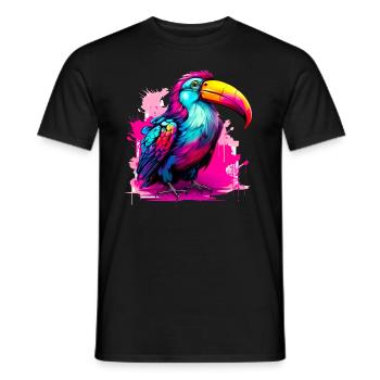Synthwave Toucan - T-shirt homme - noir - Devant - AI Model Male 178 light (178cm)