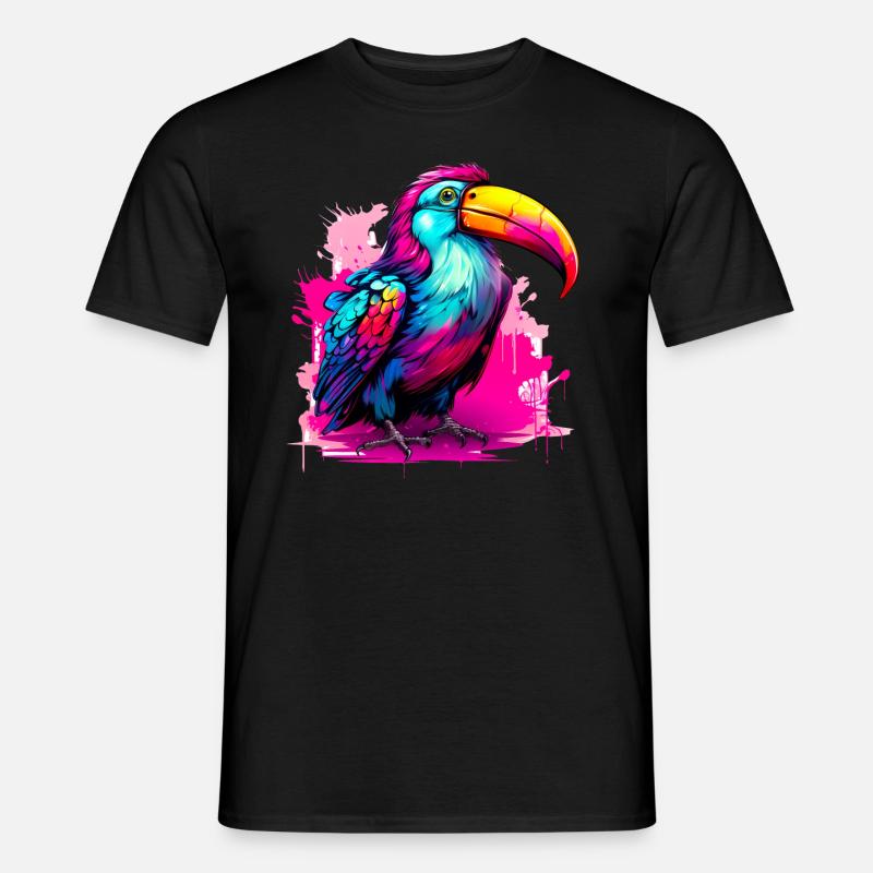 Synthwave Tukan - Männer T-Shirt - Schwarz