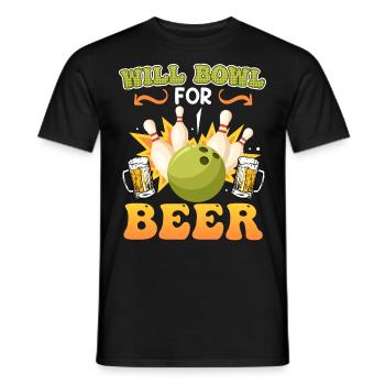 Bowling Shirt Will Bowl for Beer Bierfan - Men's T-Shirt - black - Front - AI Model Male 178 light (178cm)