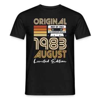 40th Birthday Year August 1983 Original 1983 - Men's T-Shirt - black - Front - AI Model Male 178 light (178cm)