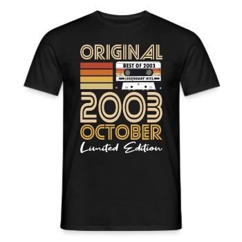 20th Birthday Year October 2003 Original 2003 - Men's T-Shirt - black - Front - AI Model Male 178 light (178cm)