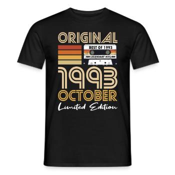 30th Birthday Year October 1993 Original 1993 - Men's T-Shirt - black - Front - AI Model Male 178 light (178cm)
