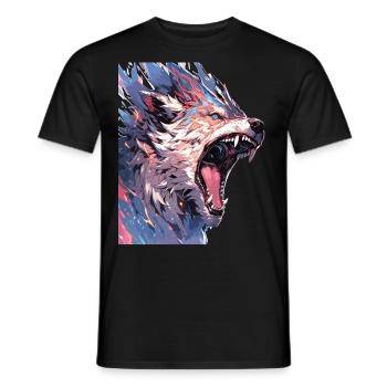 Wolf Wolfskopf Wölfe Waldbewohner Tiere - Männer T-Shirt - Schwarz - Vorne - AI Model Male 178 light (178cm)