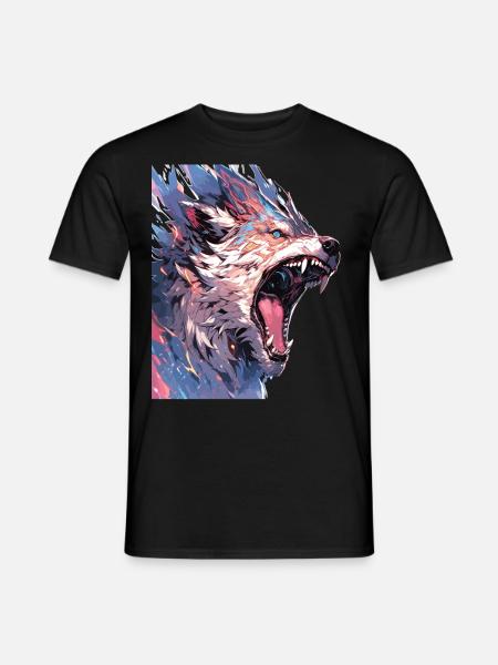 Wolf Wolfskopf Wölfe Waldbewohner Tiere - Männer T-Shirt - Schwarz