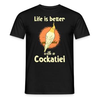 La vie est meilleure avec un Cockatiel Vogelfreund - T-shirt homme - noir - Devant - AI Model Male 178 light (178cm)