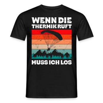 Paraglider Wenn die Thermik ruft Muss ich Los - Männer T-Shirt - Schwarz - Vorne - AI Model Male 178 light (178cm)