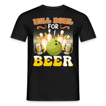 Bowling Shirt Will Bowl for Beer Bierfan - Men's T-Shirt - black - Front - AI Model Male 178 light (178cm)