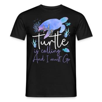 Sea Turtle Tortoise Watercolor My - Men's T-Shirt - black - Front - AI Model Male 178 light (178cm)