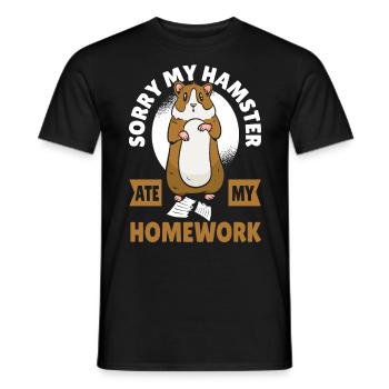 Sorry My Hamster Ate My Homework Hamster Owner - Men's T-Shirt - black - Front - AI Model Male 178 light (178cm)