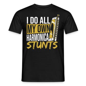 Ich mache alle meine Mundharmonika-Stunts selbst - Männer T-Shirt - Schwarz - Vorne - AI Model Male 178 light (178cm)