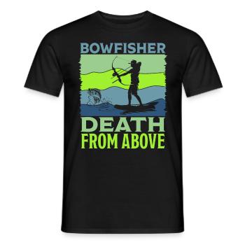 Bogenfischen Bowfisher Death from above Bogenjäger - Men's T-Shirt - black - Front - AI Model Male 178 light (178cm)