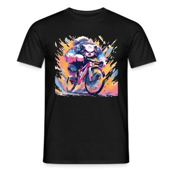 Panda Bicycle Road Bike Panda Bear - Men's T-Shirt - black - Front - AI Model Male 178 light (178cm)