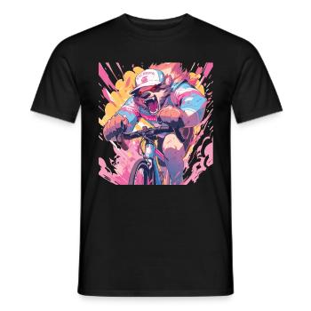 Panda Bicycle Road Bike Panda Bear - Men's T-Shirt - black - Front - AI Model Male 178 light (178cm)