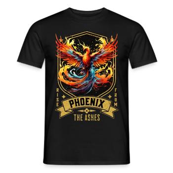 Phoenix Phoenix Fire Flames Mythologie des oiseaux - T-shirt homme - noir - Devant - AI Model Male 178 light (178cm)