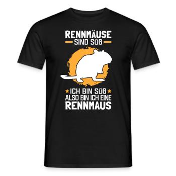 Also bin ich eine Rennmaus Nagetier Gerbil - Männer T-Shirt - Schwarz - Vorne - AI Model Male 178 light (178cm)