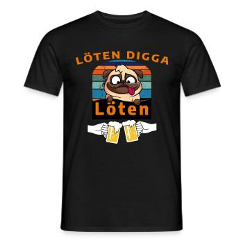 LÖTEN DIGGA LÖTEN - saufen, trinken, Feier T-Shirt - Männer T-Shirt - Schwarz - Vorne - AI Model Male 178 light (178cm)