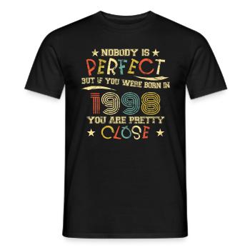 1998 Anniversaire Vintage Personne n’est parfait - T-shirt homme - noir - Devant - AI Model Male 178 light (178cm)