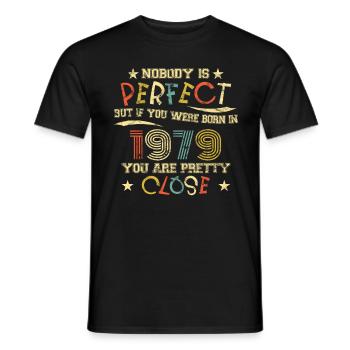 1979 Birthday Vintage Nobody is perfect - Men's T-Shirt - black - Front - AI Model Male 178 light (178cm)