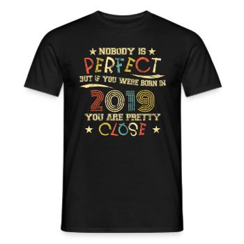 2019 Birthday Vintage Nobody is perfect - Men's T-Shirt - black - Front - AI Model Male 178 light (178cm)
