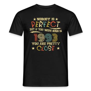 1993 Birthday Vintage Nobody is perfect - Men's T-Shirt - black - Front - AI Model Male 178 light (178cm)