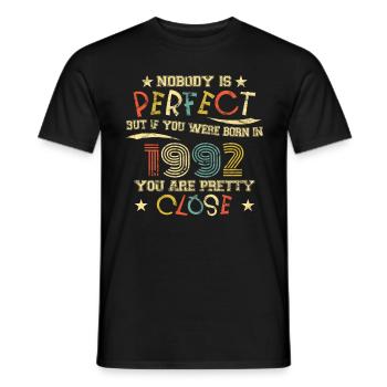 1992 Anniversaire Vintage Personne n’est parfait - T-shirt homme - noir - Devant - AI Model Male 178 light (178cm)