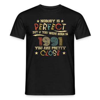1991 Birthday Vintage Nobody is perfect - Men's T-Shirt - black - Front - AI Model Male 178 light (178cm)