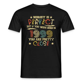 1999 Birthday Vintage Nobody is perfect - Men's T-Shirt - black - Front - AI Model Male 178 light (178cm)