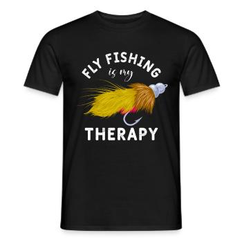 Flyfishing is my Therapy Fischjagd Fliegenfischen - Männer T-Shirt - Schwarz - Vorne - AI Model Male 178 light (178cm)