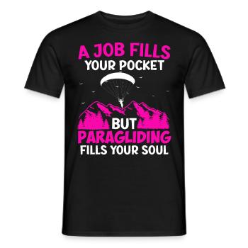 Gleitschirmflieger A Job fills your Pocket - Männer T-Shirt - Schwarz - Vorne - AI Model Male 178 light (178cm)
