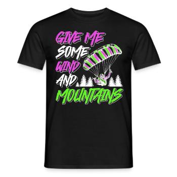 Paragliders Give me some Wind and Mountains - Men's T-Shirt - black - Front - AI Model Male 178 light (178cm)