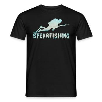 Spearfisher Spearfishing Fish Hunt with Harpoon - Men's T-Shirt - black - Front - AI Model Male 178 light (178cm)