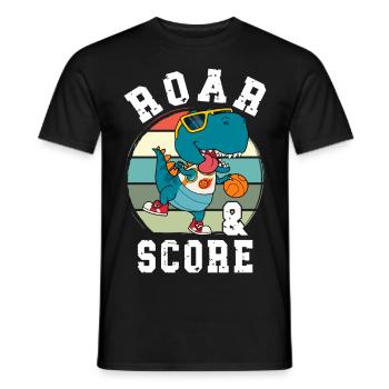 Basketball Dino T-Rex Player Sports Comic Cartoon - Men's T-Shirt - black - Front - AI Model Male 178 light (178cm)