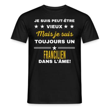 Je suis peut-être vieux FRANCILIEN - T-shirt homme - noir - Devant - AI Model Male 178 light (178cm)