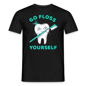 Allez passer la soie dentaire vous-même - T-shirt homme - noir - Devant - AI Model Male 178 light (178cm)