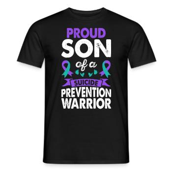 Fils du guerrier de la prévention du suicide - T-shirt homme - noir - Devant - AI Model Male 178 light (178cm)