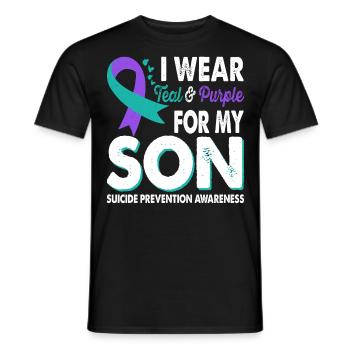Portez du sarcelle et du violet pour la sensibilisation - T-shirt homme - noir - Devant - AI Model Male 178 light (178cm)