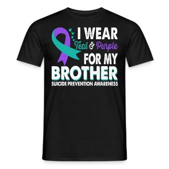 Portez du bleu sarcelle et du violet pour elle - T-shirt homme - noir - Devant - AI Model Male 178 light (178cm)
