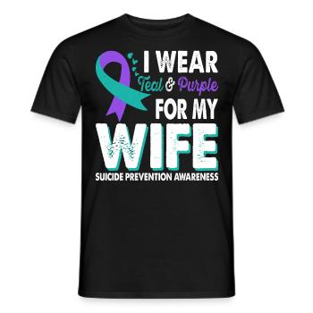 Portez du sarcelle et du violet pour être conscient de la - T-shirt homme - noir - Devant - AI Model Male 178 light (178cm)