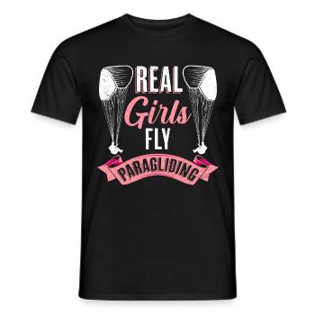 Paraglider Women Real Girls Fly Paragliding - Men's T-Shirt - black - Front - AI Model Male 178 light (178cm)