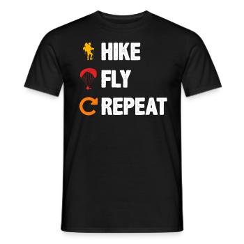 Paraglider Hike Fly Repeat Mountaineering - Men's T-Shirt - black - Front - AI Model Male 178 light (178cm)