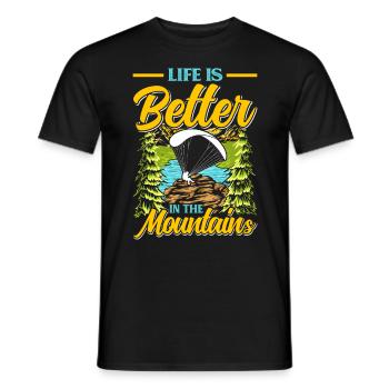Paraglider Life is Better in the Mountains - Men's T-Shirt - black - Front - AI Model Male 178 light (178cm)