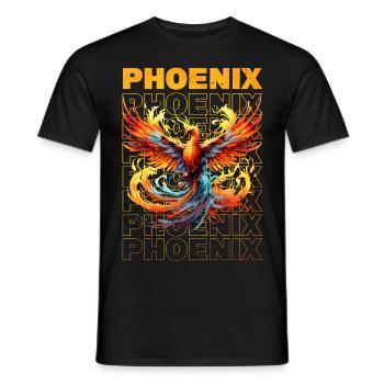 Phoenix Phoenix Fire Flames Mythologie des oiseaux - T-shirt homme - noir - Devant - AI Model Male 178 light (178cm)