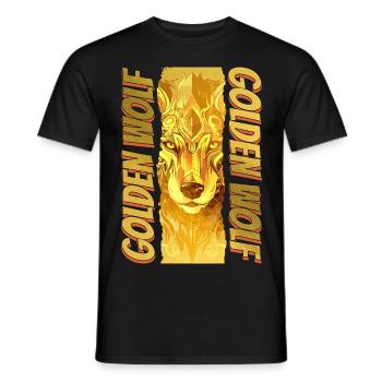 Wolf Wolf’s Head Gold Nature Wilderness Adventure Art - T-shirt homme - noir - Devant - AI Model Male 178 light (178cm)